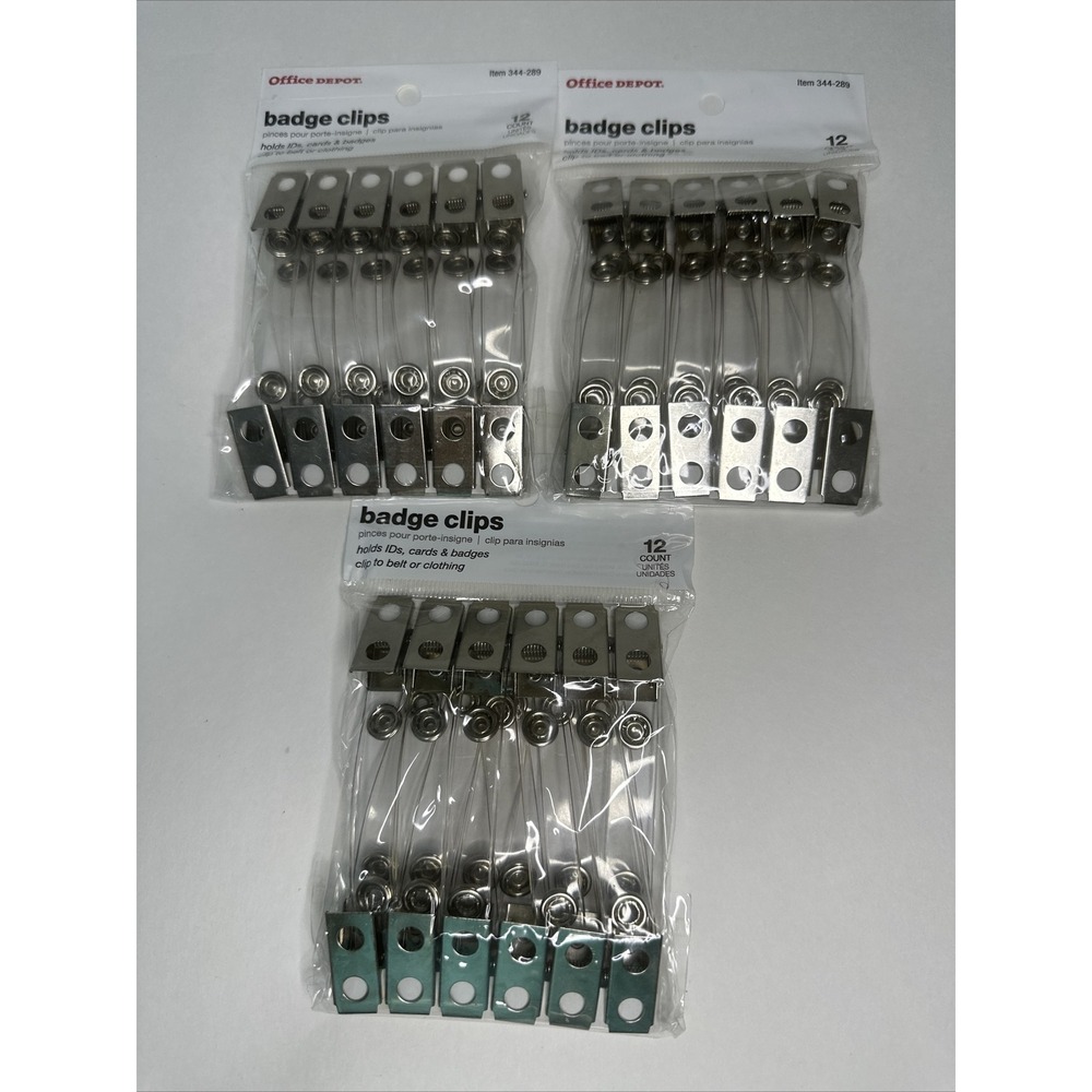 36 Office Depot Badge, I.D. Card, Name Tag Clips Replacement #344-289 NEW LOT